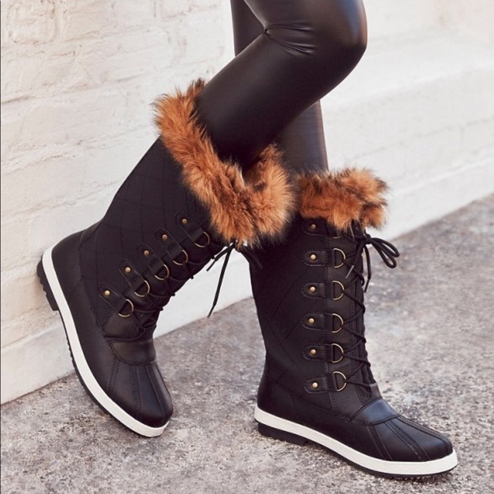 Marley Quilted Faux Fur Snow Boot Size 8